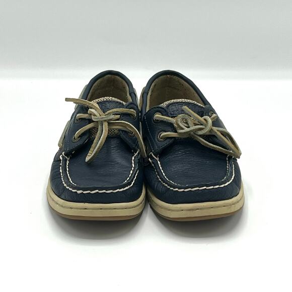 Vintage Sperry Top Sider Navy Leather Boat Shoes Size 5.5 with Original Box - Picture 3 of 9